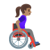 woman in manual wheelchair facing right, medium skin tone